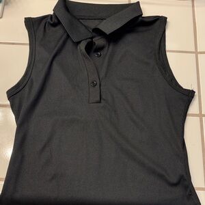 Black Sleeveless Polo Top